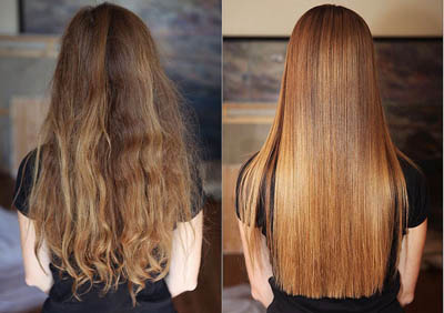 выпрямление волос в домашних условиях до и после